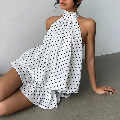 Halter Sleeveless Off Shoulder Backless Mini Dress