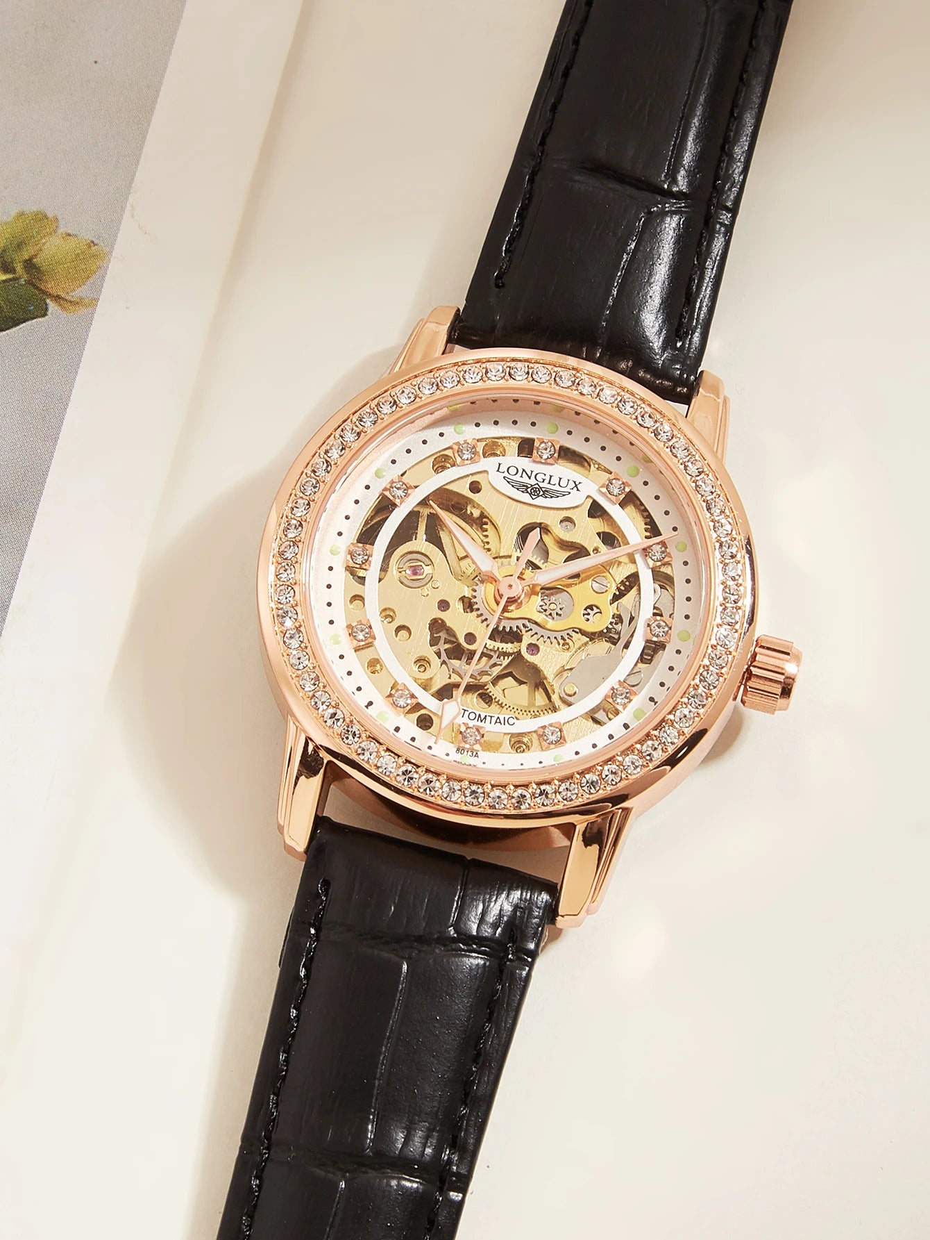 Automatic Diamond Skeleton Cute Mechanical Leather Watches