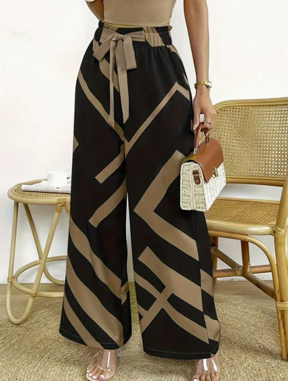 Pantalones geométricos de pierna ancha