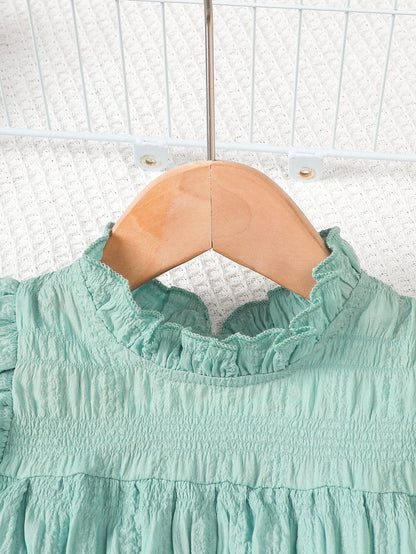 Baby Girl Small Round Neck Ruffle Short Sleeve Set