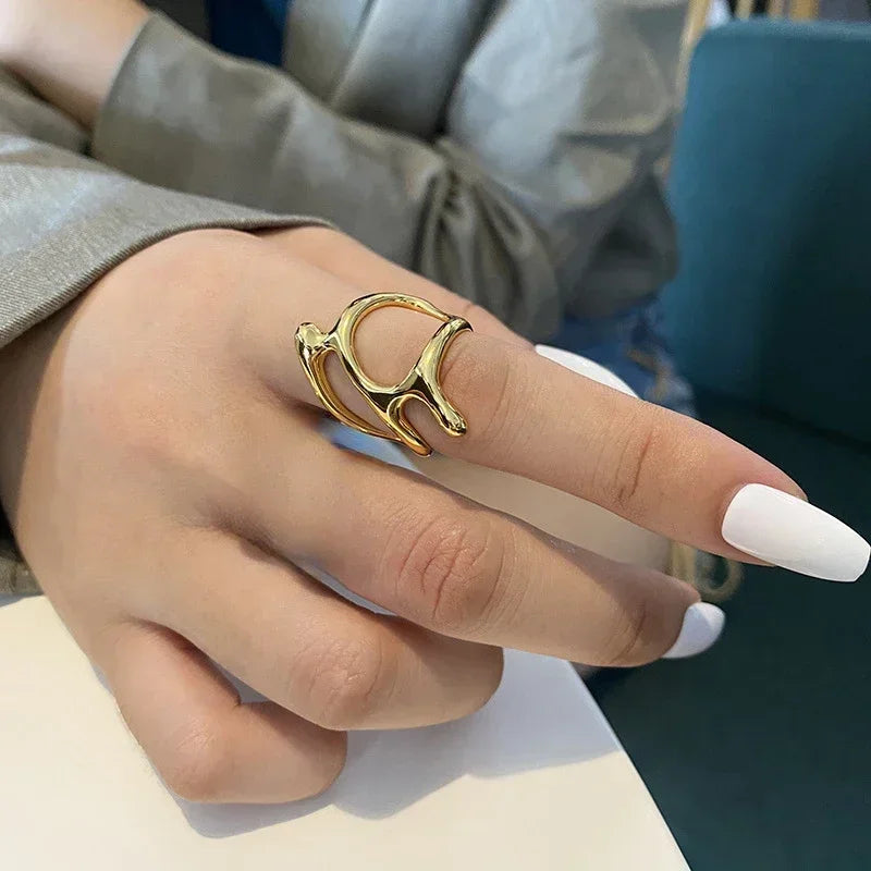 DANA Gold Irregular Pleated Open Ring