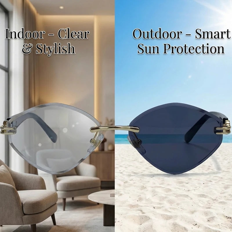 Small Frame Hexagon Rimless Sunglasses