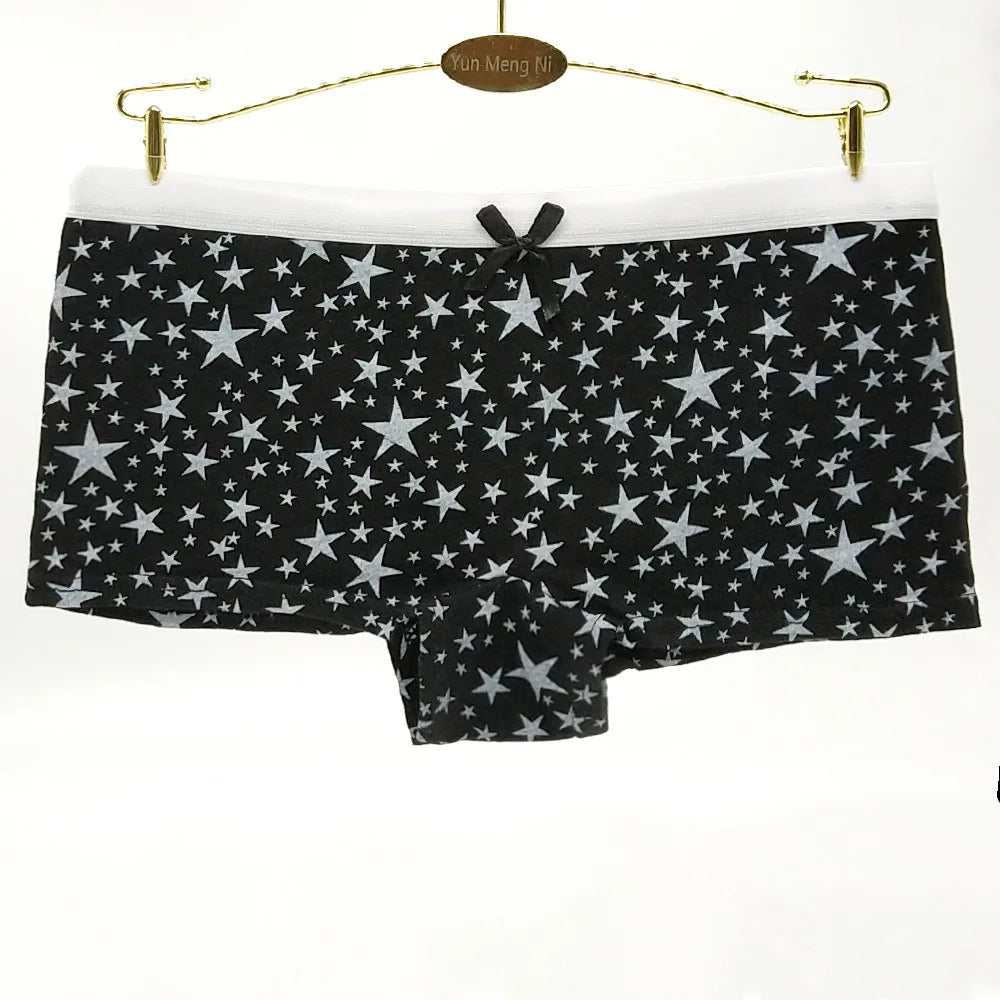 Underwear Cotton Panties Low Rise Boxers Shorts Stars Print 5 Pcs/Lot