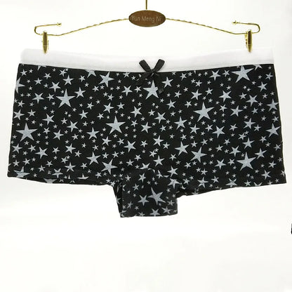 Underwear Cotton Panties Low Rise Boxers Shorts Stars Print 5 Pcs/Lot