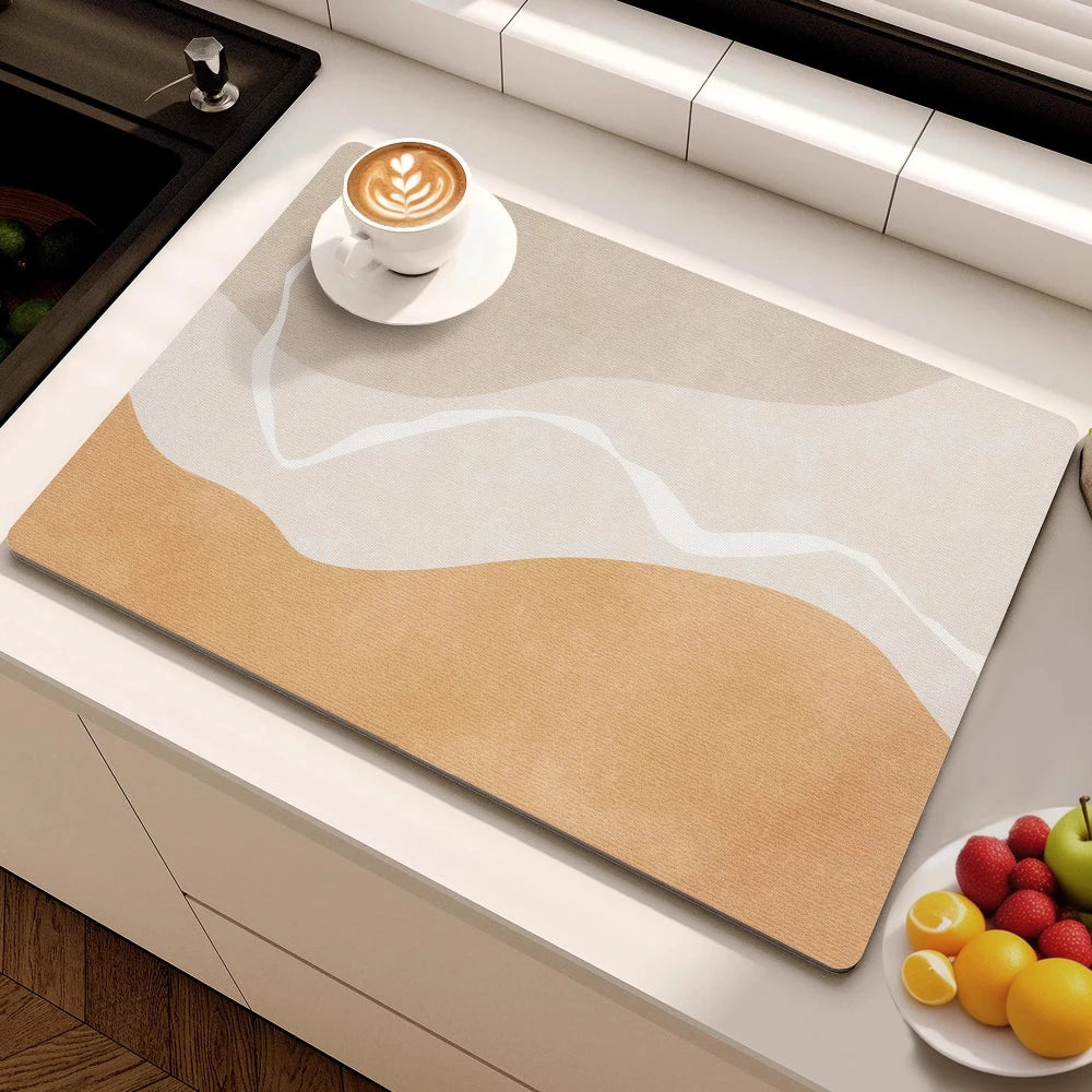 Minimalist Lines Diatom Mud Dish Drying Mat