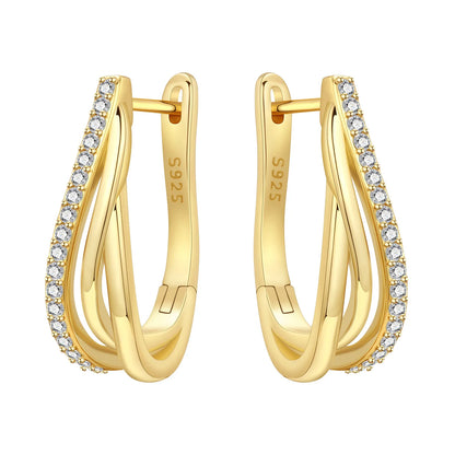 S925 Sterling Silver 18k Gold Square Hoop Earrings