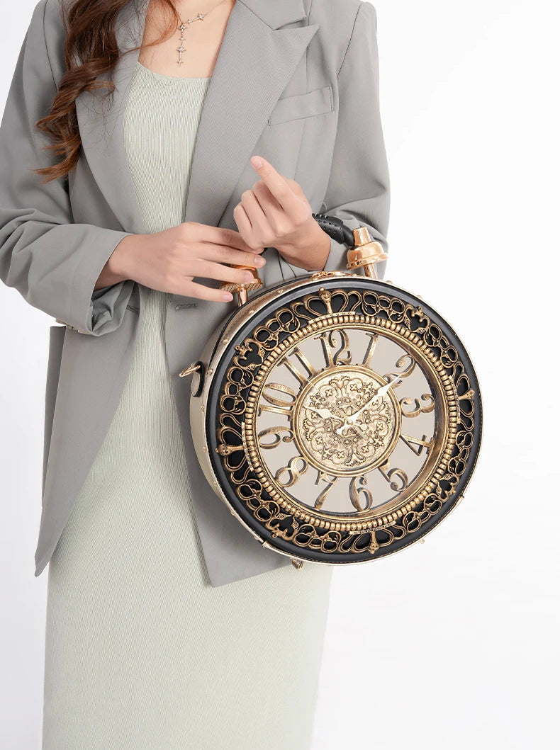 Retro Creative Clock niche Design Sense Crossbody Bag