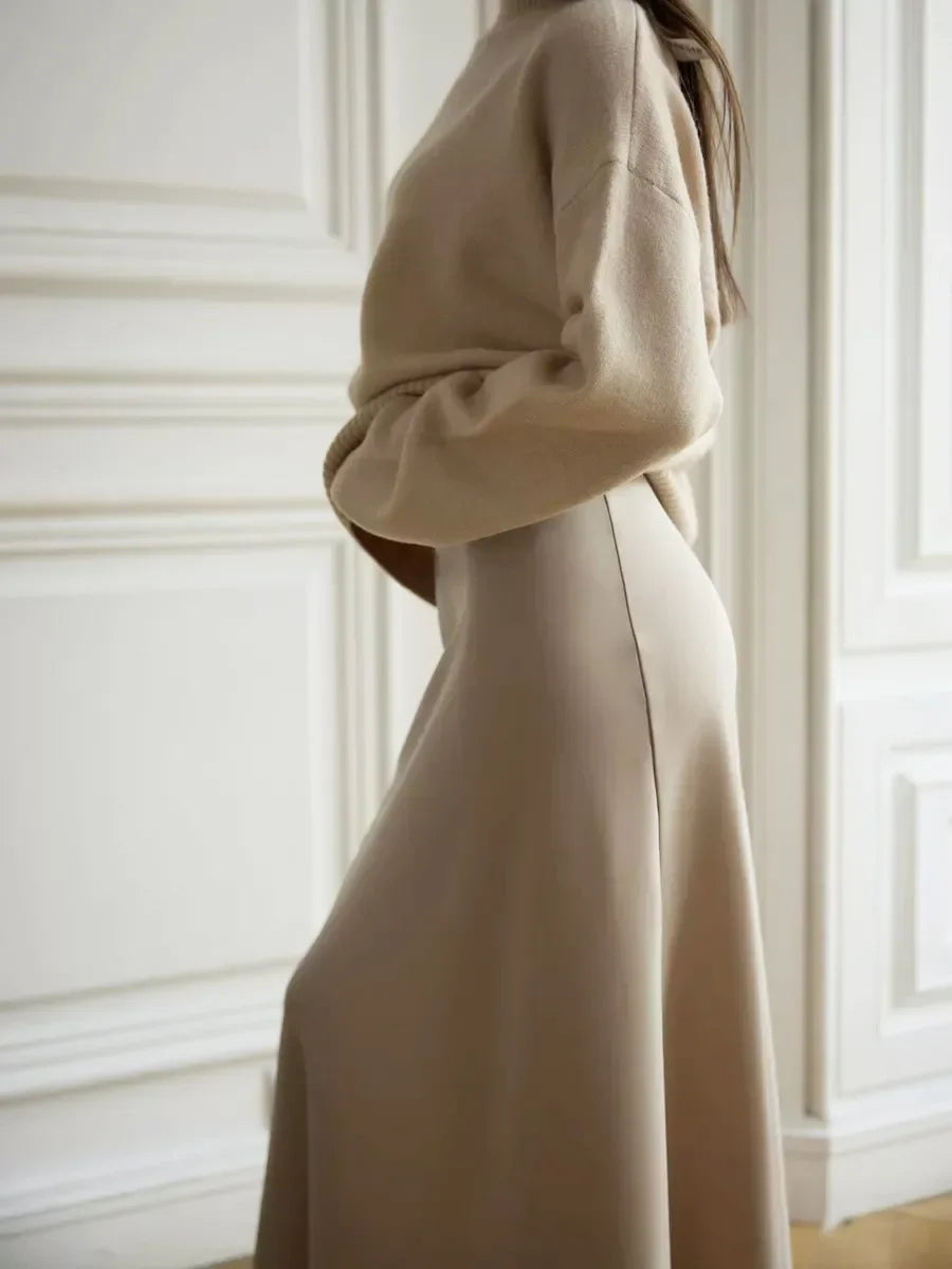 Faldas largas informales de satén de talle alto