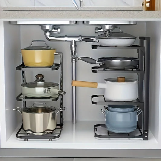 Adjustable Pot Rack Organizer Kitchen Stainless Steel Pot Storage Rack