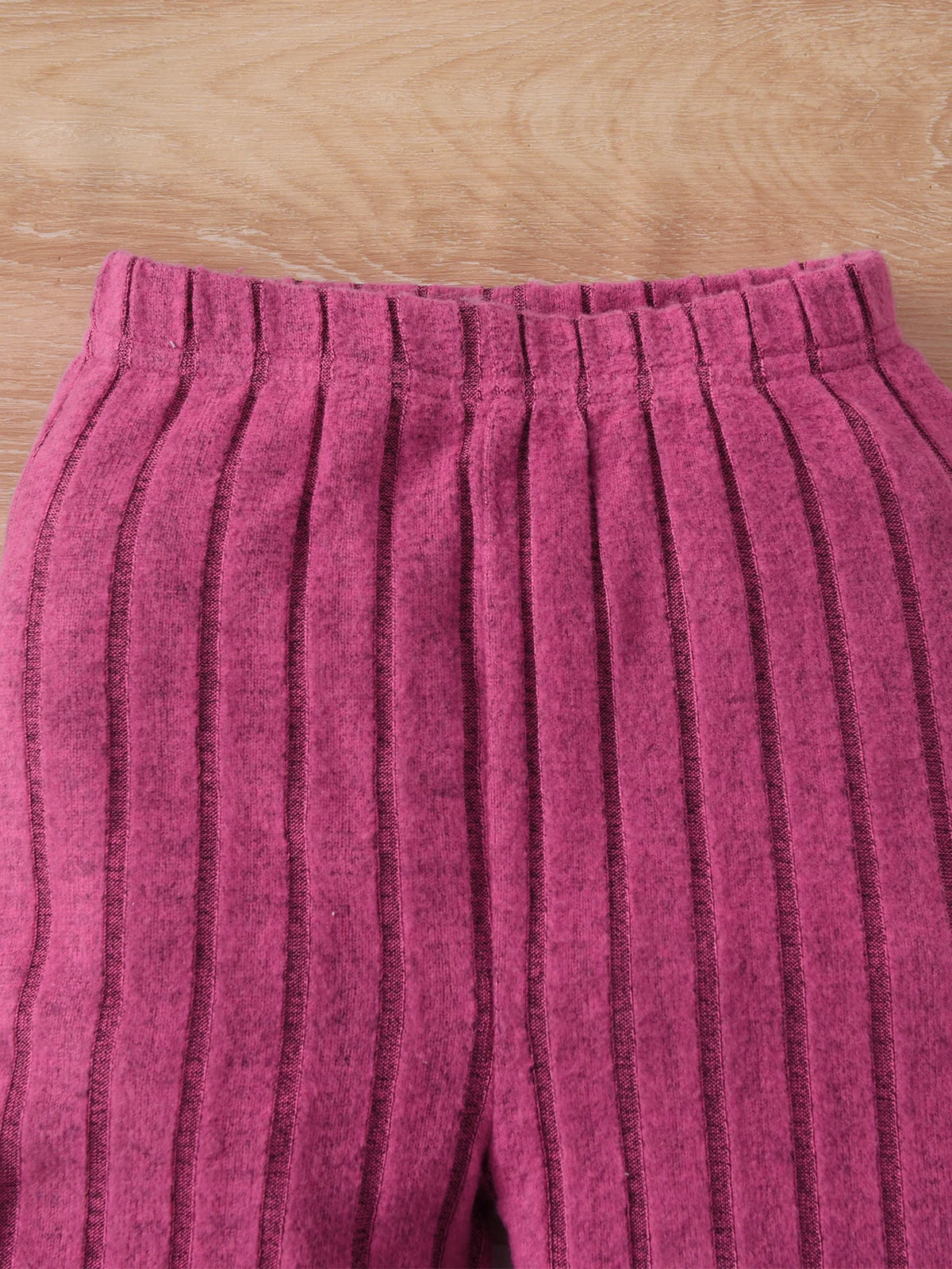 Girls' Casual Ribbed Long-Sleeved Hoodie And Trousers Set