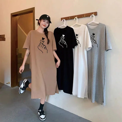 Elegant Large Size Loose Casual Short-sleeved Dresses