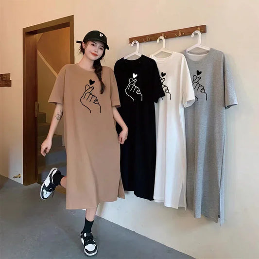 Elegant Large Size Loose Casual Short-sleeved Dresses