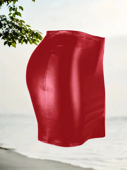 Falda corta de cuero de talle alto sexy