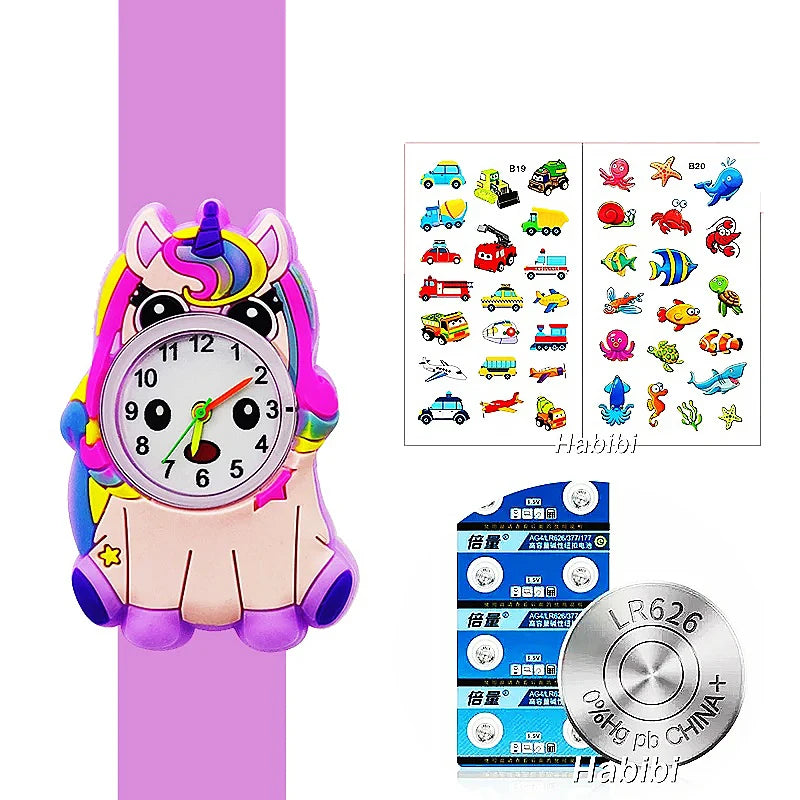Slap Bracelet Clock Cartoon Kids Watches