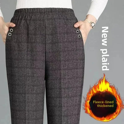 Thickened Fleece-Lined High-Waisted Casual Pants