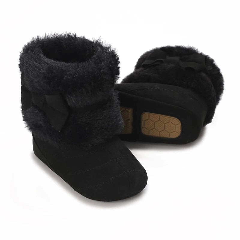 0-18M Winter Plush Comfort Snow Cute Bow Cotton Toddler Shoes