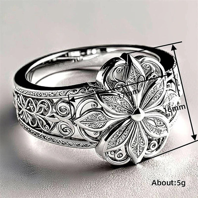 Gorgeous Ring Aesthetic Flower Engraved Charming Chic Rings