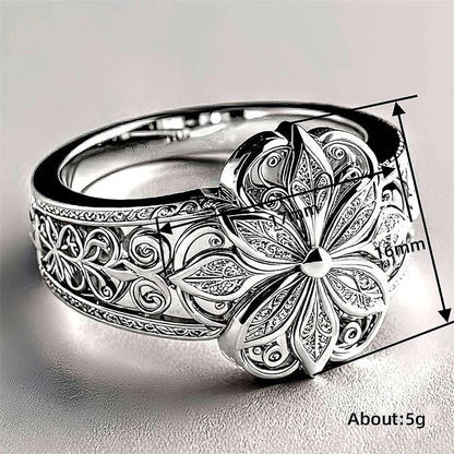 Gorgeous Ring Aesthetic Flower Engraved Charming Chic Rings