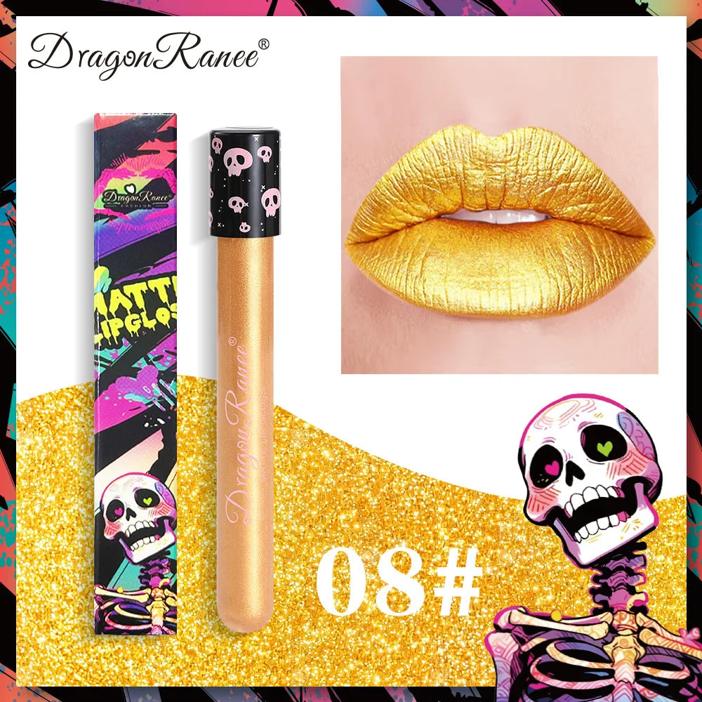 12 Color Halloween Lip Gloss Makeup Black Green Purple Waterproof Matte Lipstick