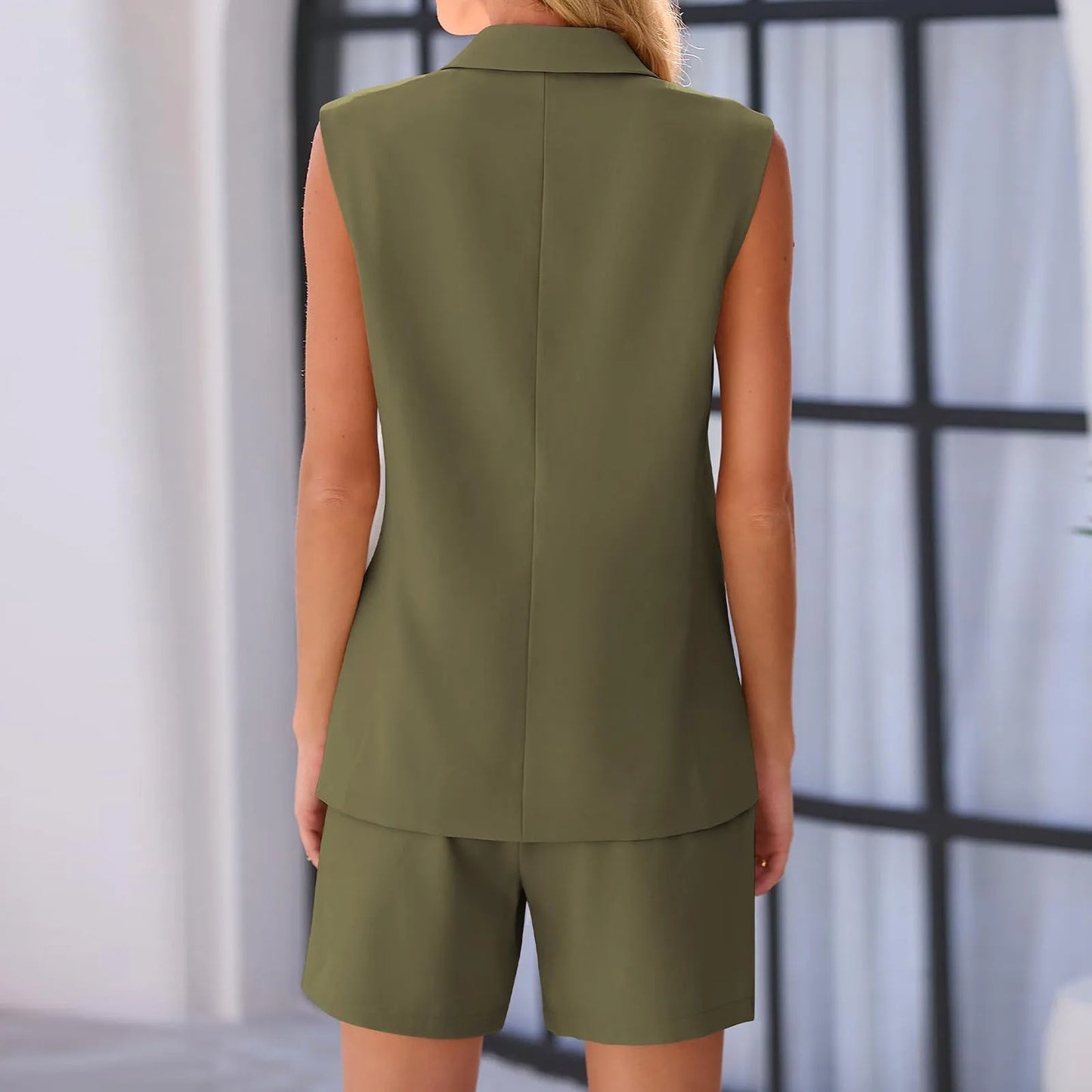 Office Shorts Sleeveless Suit Set