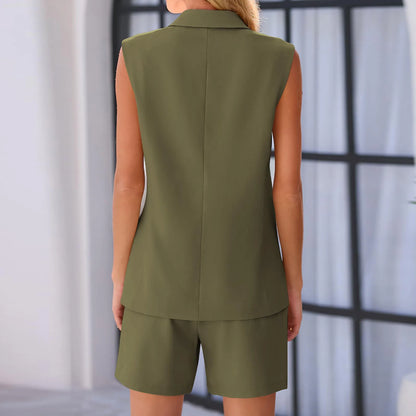 Office Shorts Sleeveless Suit Set