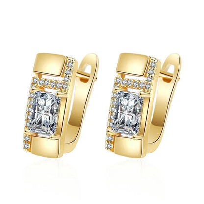 925 Silver Needle Princess Crystal Square Zircon Drop Earrings