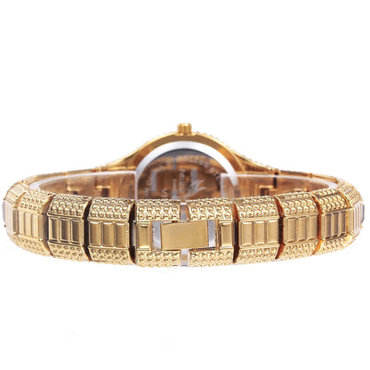 Baguette Diamond Luxury Gold Wristwatch Shockproof Waterproof Small Watch