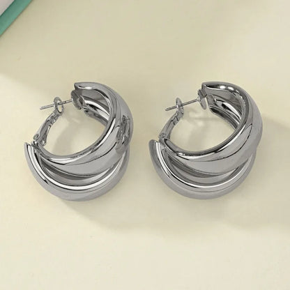 Chunky Hoop Gold Geometric Drop Earrings