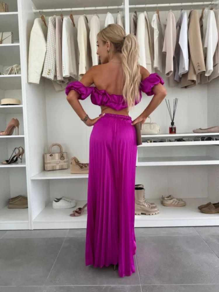 Elegant strapless casual pants Set