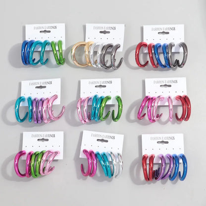 FishSheep Trendy Acrylic Geometric Circle Hoop Earrings Set
