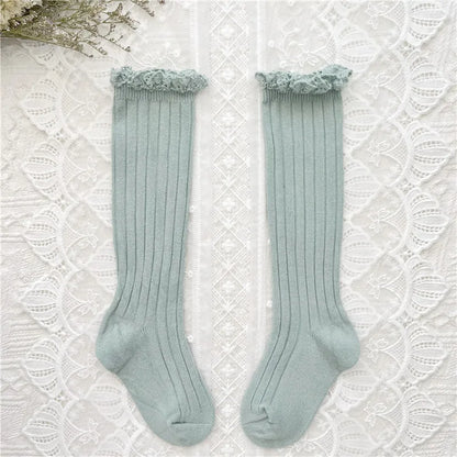 Ruffle Knee High Socks Baby Girls Toddlers Long Soft Cotton Sock 0-8Years