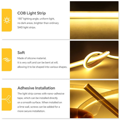 1-30M Flexible Solid Silicone COB LED Strip