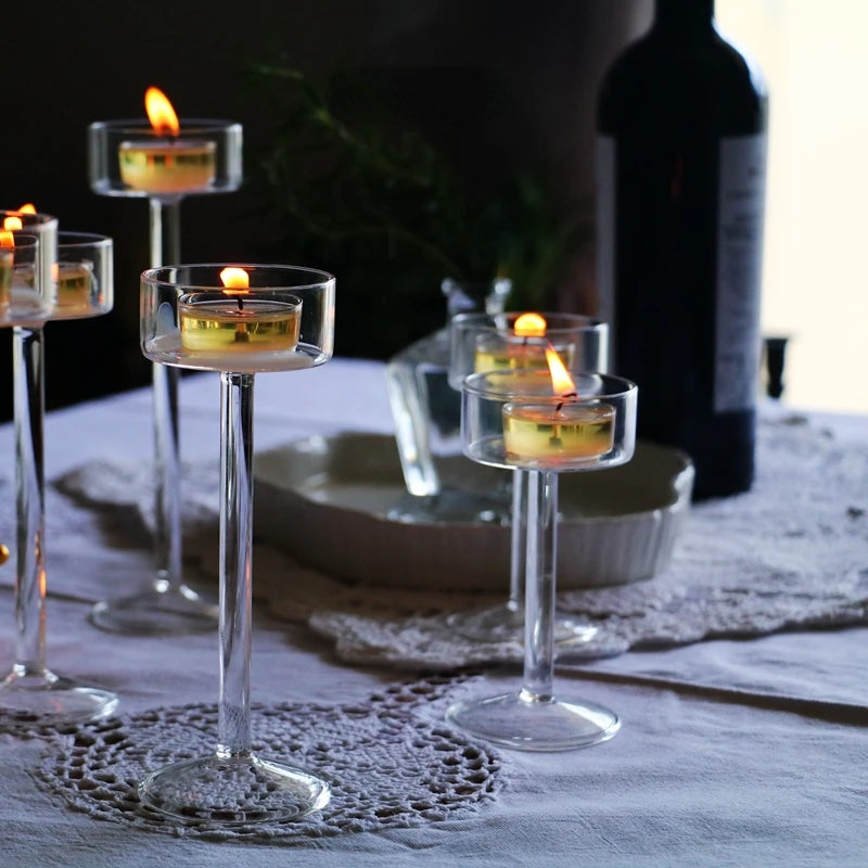 Glass Candle Holders Set Tealight Candle Holder