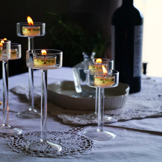 Glass Candle Holders Set Tealight Candle Holder