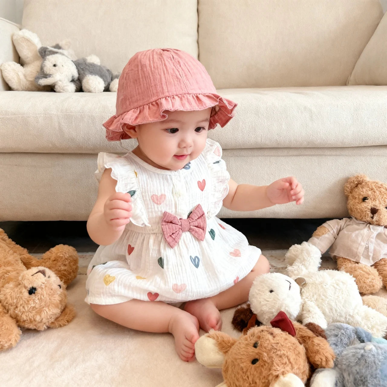 Newborn Baby Girl Love Print Sleeveless Dress Set