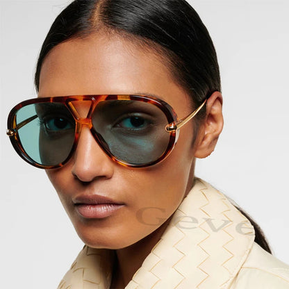 Oversized Punk Metal Double Bridge Sunglasses