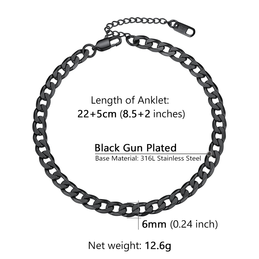 U7 Ankle Cuban Link Snake Figaro Bracelets