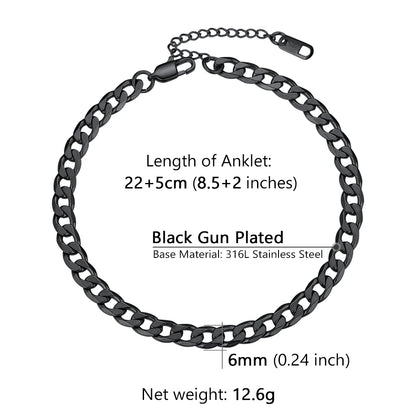 U7 Ankle Cuban Link Snake Figaro Bracelets