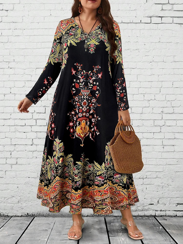 Plus Size Boho Floral Maxi Dress