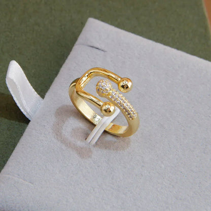 Sight Crystal Letter U Adjustable Zircon Rings