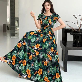 Long Maxi Bohemian Korean Style Floral Vintage Slim Dress Boho