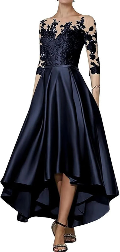 V-Neck Satin Asymmetrical Elegant Dress