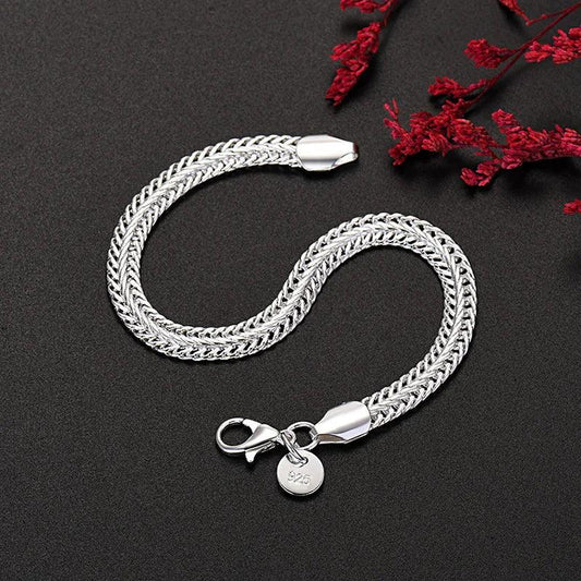🎁 925 Sterling Silvery Flat Snake Chain Bracelet (100% off)