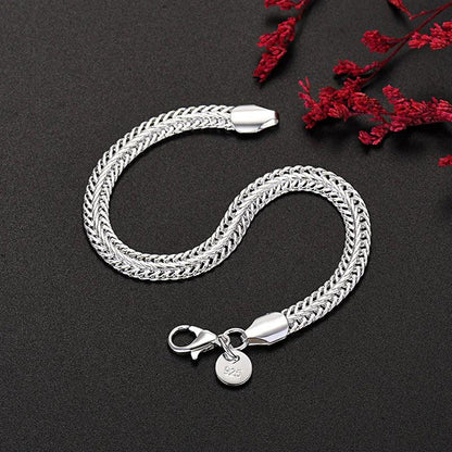 925 Sterling Silvery Flat Snake Chain Bracelet