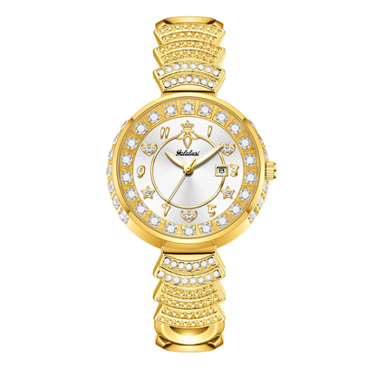 Affordable Luxury with Diamond-Set Dial Water-Resistant Quartz Watch
