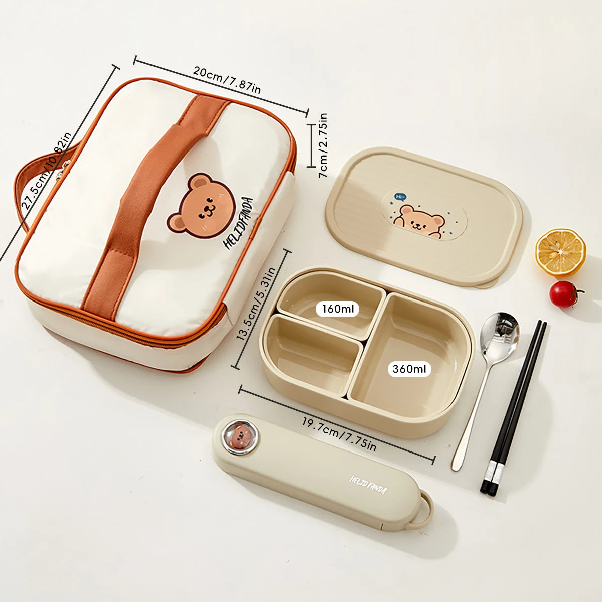 Outdoor Portable Sealed Divided Food Container 3 Grids Plastic Lunch Box