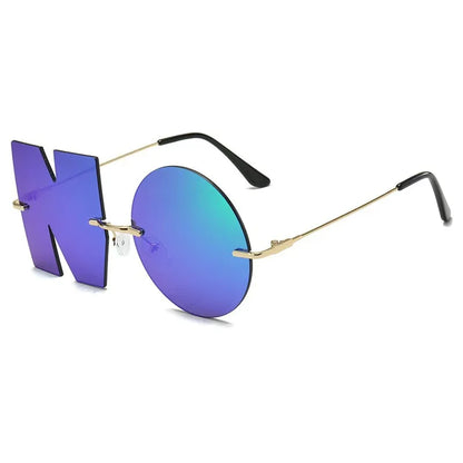 “NO” Styling Metal Frame Colorful Sunglasses
