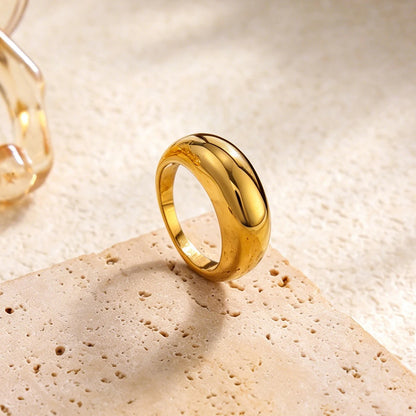 Luxury Stainless Steel 18K PVD Gold Plated Shiny Zircon Stackable Rings
