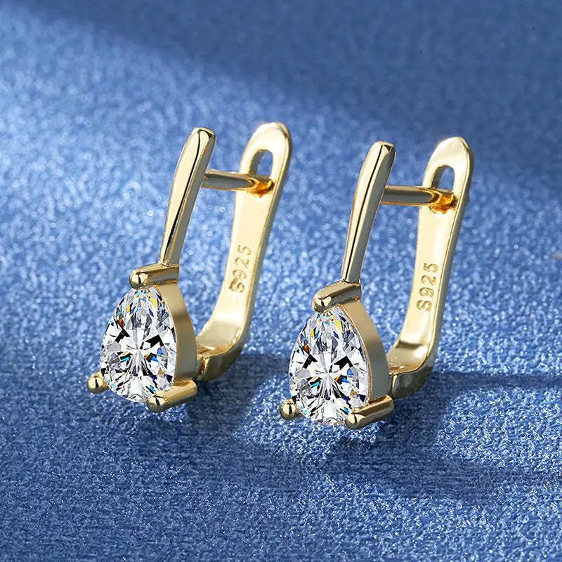 925 Silver Needle Princess Crystal Square Zircon Drop Earrings