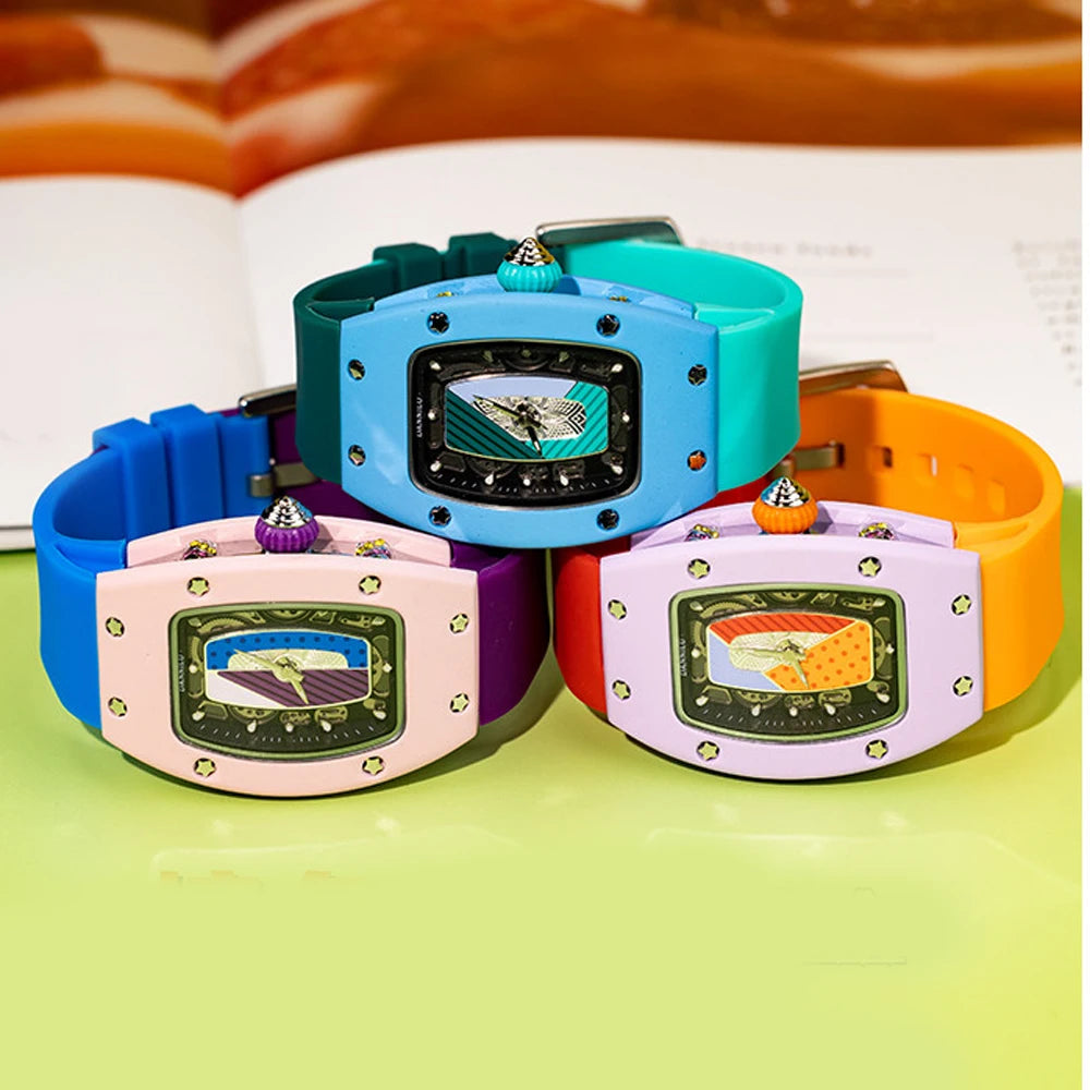 Luxury Silicone Sports Quartz Diamond Wristwatch